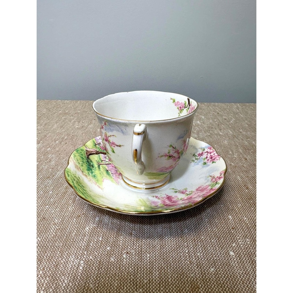 VTG Royal Albert Blossom Time Cherry Blossom Teacup Saucer Set Sakura Porcelain - Picture 10 of 17